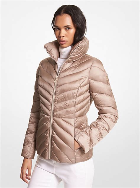 michael kors packable down fill jacket scarlet medium|Michael Kors reversible puffer jacket.